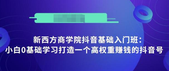 抖音基础入门班：小白0基础学习打造一个高权重赚钱的抖音号-火山资源库