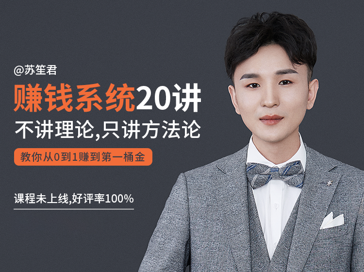 苏笙君的赚钱系统20课 教你从0到1赚到你的第一桶金（不讲理论，只讲方法论）-火山资源库