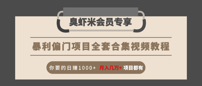 暴利偏门项目全套合集视频教程：你要的日赚1000+月入几万+项目都有-火山资源库
