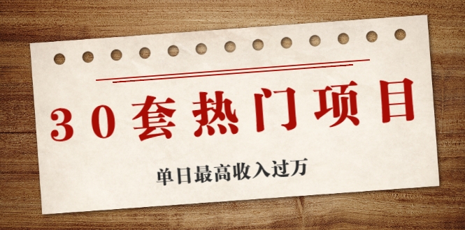 30套热门项目：单日最高收入过万 (网赚项目、朋友圈、涨粉套路、抖音、快手)等-火山资源库