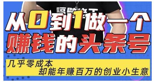佬王·从0到1做一个赚钱的头条号，几乎零成本，却能年赚百万的创业项目-火山资源库