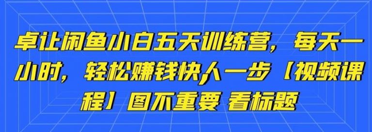 卓让闲鱼小白五天训练营，每天一小时，轻松赚钱快人一步-火山资源库
