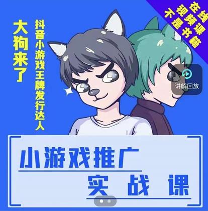 大狗来了：小游戏推广实战课，带你搭建一个游戏推广变现账号-火山资源库