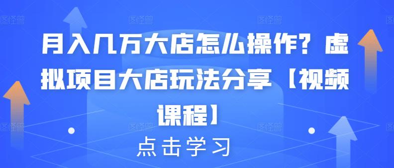 月入几万大店怎么操作？虚拟项目大店玩法分享【视频课程】-火山资源库