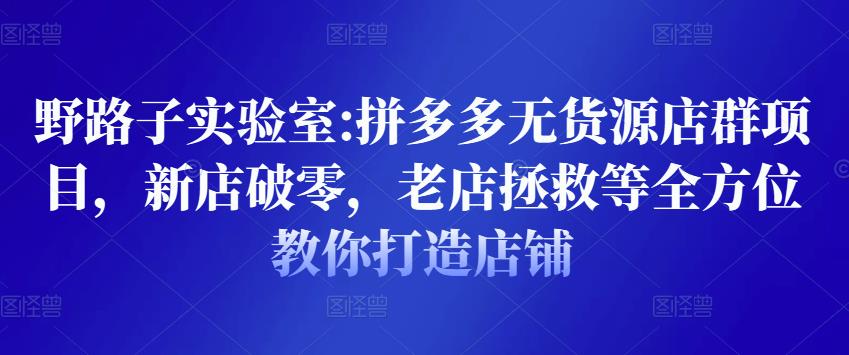 野路子实验室:拼多多无货源店群项目，新店破零，老店拯救等全方位教你打造店铺-火山资源库