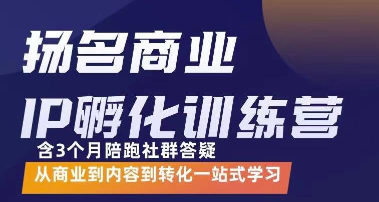 杨名商业IP孵化训练营，从商业到内容到转化一站式学 价值5980元-火山资源库