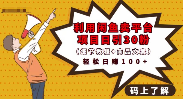 利用闲鱼卖平台项目课程资源日引流30+精准粉丝，轻松日赚100+，积累人脉可实现二次变-火山资源库