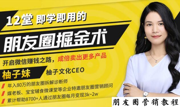 【营销必学】12堂学之即用的朋友圈掘金术：开启你的副业赚钱之路-火山资源库