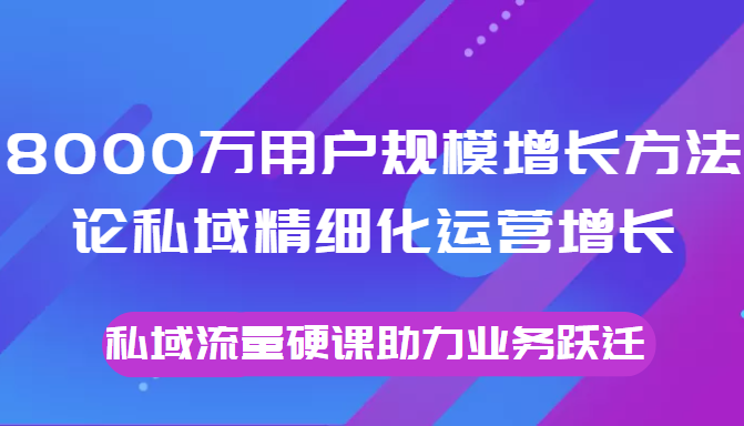 8000万用户规模增长方法论私域精细化运营增长，私域流量硬课助力业务跃迁-火山资源库
