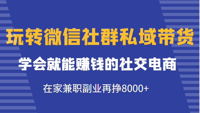 玩转微信社群私域带货，学会就能赚钱的社交电商，在家兼职副业再挣8000+-火山资源库