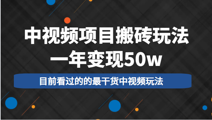 中视频项目搬砖玩法，一年变现50w，目前看过的的最干货中视频玩法-火山资源库