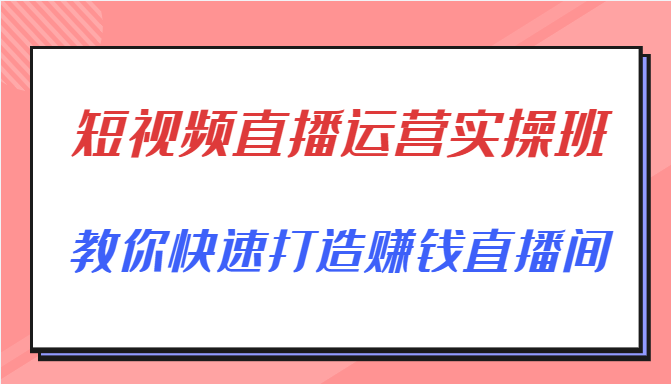 短视频直播运营实操班，直播带货精细化运营实操，教你快速打造赚钱直播间-火山资源库