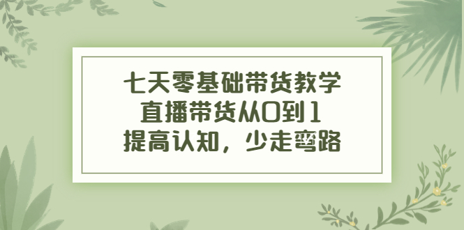 七天零基础带货教学，直播带货从0到1，提高认知，少走弯路-火山资源库