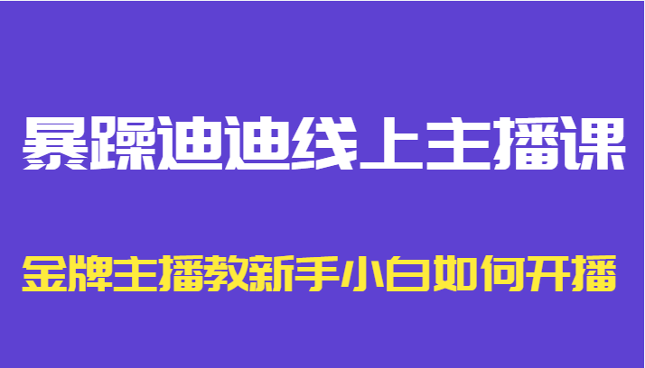 暴躁迪迪线上主播课，金牌主播教新手小白如何开播-火山资源库
