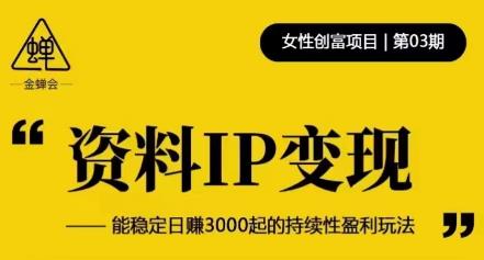 资料IP变现，能稳定日赚3000起的持续性盈利玩法-火山资源库