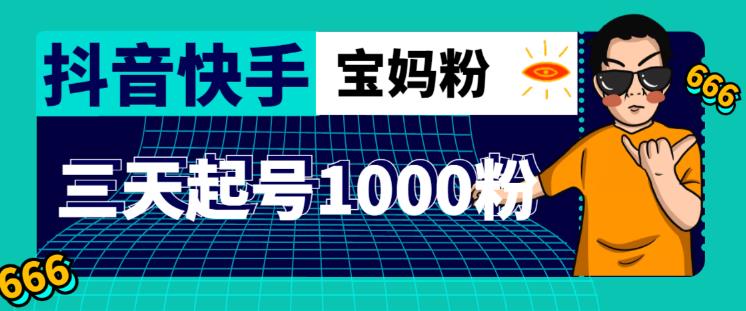 抖音快手三天起号涨粉1000宝妈粉丝的核心方法【详细玩法教程】-火山资源库