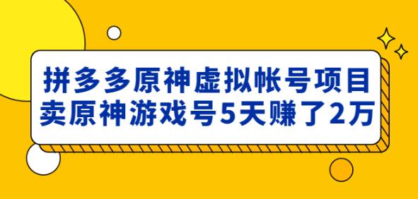 外面卖2980的拼多多原神虚拟帐号项目：卖原神游戏号5天赚了2万-火山资源库