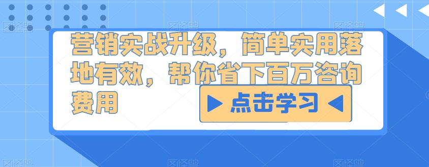 营销实战升级，简单实用落地有效，帮你省下百万咨询费用-火山资源库