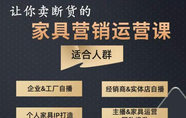 让你卖断货的家具营销运营课，打造高销量家具账号（短视频+直播+人物IP）-火山资源库
