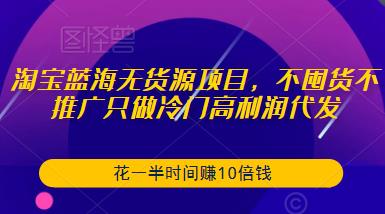 淘宝蓝海无货源项目，不囤货不推广只做冷门高利润代发，花一半时间赚10倍钱-火山资源库