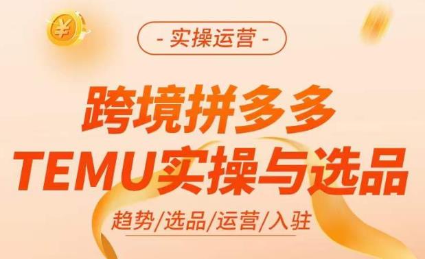 跨境拼多多TEMU实操与选品，​掌握平台运营方法技巧，选品避坑12条标准，爆款的底层思路等-火山资源库
