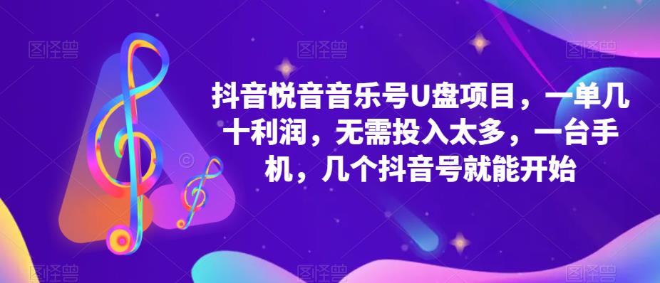 抖音音乐号U盘项目，一单几十利润，无需投入太多，一台手机，几个抖音号就能开始-火山资源库