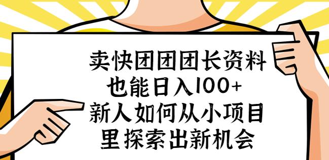 卖快团团团长资料也能日入100+新人如何从小项目里探索出新机会-火山资源库