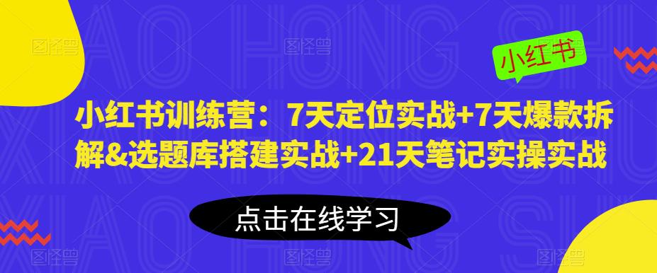 小红书训练营：7天定位实战+7天爆款拆解&选题库搭建实战+21天笔记实操实战-火山资源库