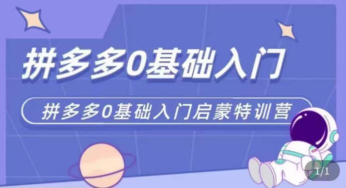 拼多多运营0-1实操特训营，拼多多0基础入门，从基础到进阶的可实操玩法-火山资源库