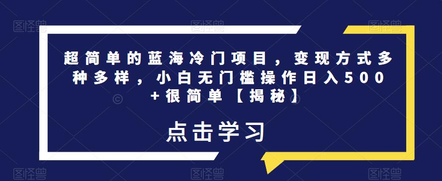 超简单的蓝海冷门项目，变现方式多种多样，小白无门槛操作日入500+很简单【揭秘】-火山资源库