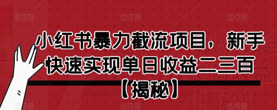小红书暴力截流项目，新手快速实现单日收益二三百【仅揭秘】-火山资源库