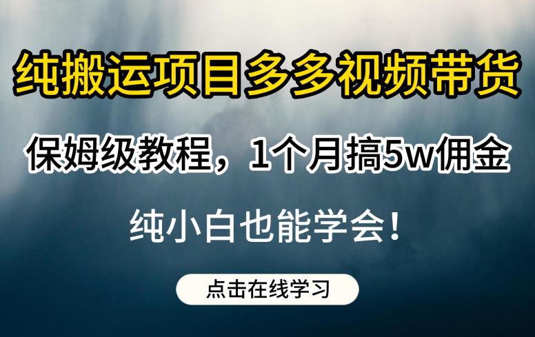 纯搬运项目多多视频带货保姆级教程，1个月搞5w佣金，纯小白也能学会【揭秘】-火山资源库