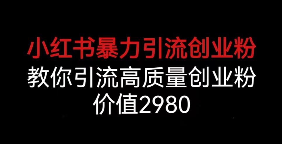 小红书暴力引流创业粉，教你引流高质量创业粉，价值2980【揭秘】-火山资源库