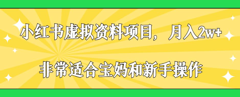 小红书虚拟资料项目，月入2w+，非常适合宝妈和新手操作【揭秘】-火山资源库
