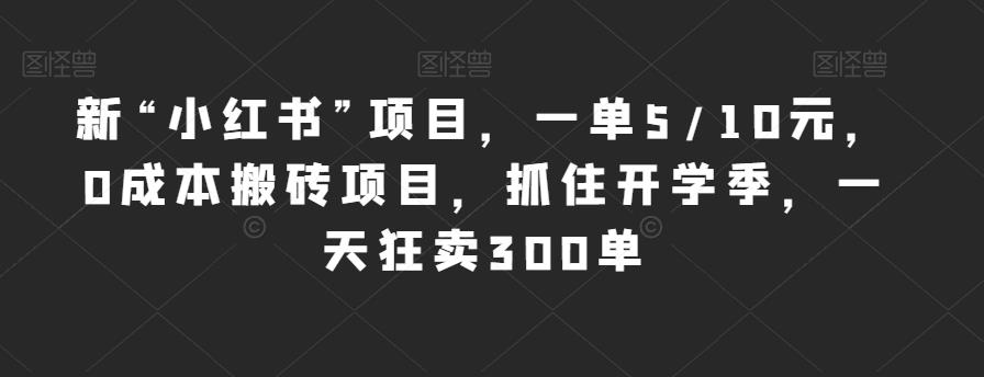 新“小红书”项目，一单5/10元，0成本搬砖项目，抓住开学季，一天狂卖300单【揭秘】-火山资源库