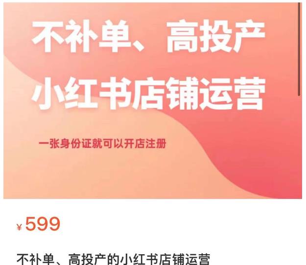 不补单、高投产的小红书店铺运营，一张身份证就可以开店注册-火山资源库