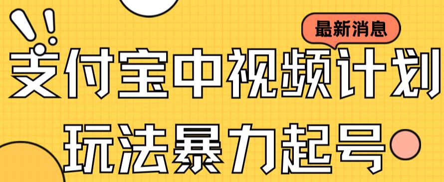 支付宝中视频玩法暴力起号影视起号有播放即可获得收益（带素材）-火山资源库