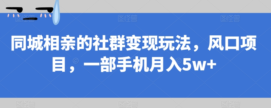 同城相亲的社群变现玩法，风口项目，一部手机月入5w+【揭秘】-火山资源库