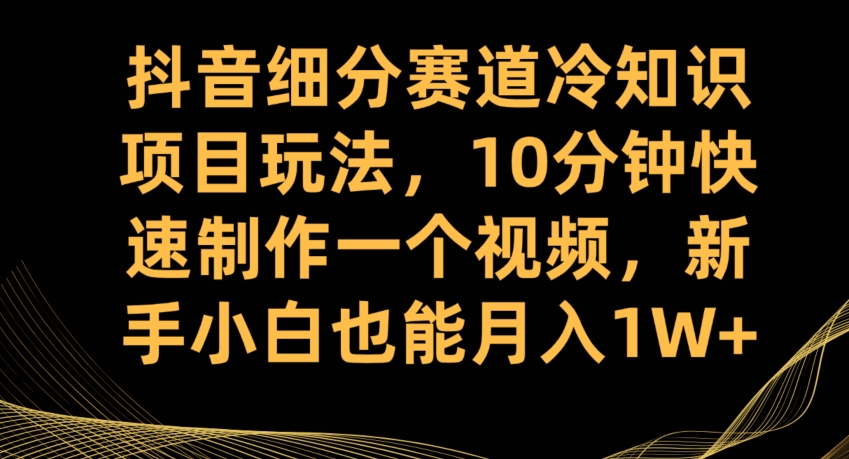 抖音细分赛道冷知识项目玩法，10分钟快速制作一个视频，新手小白也能月入1W+【揭秘】-火山资源库