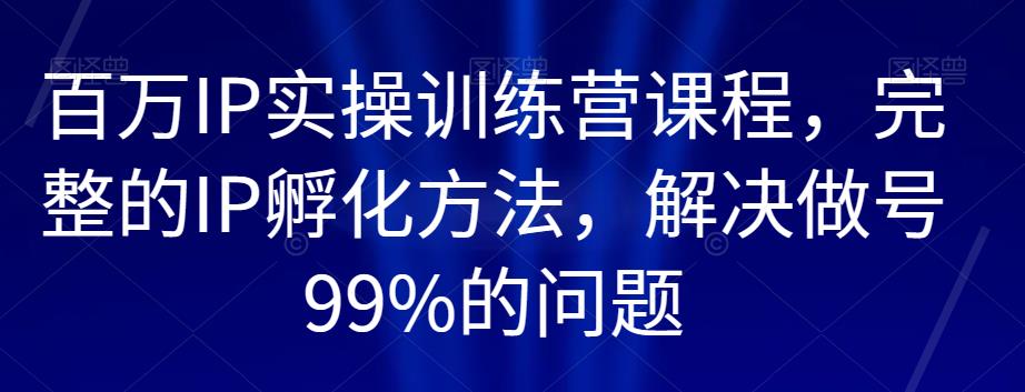 百万IP实操训练营课程，完整的IP孵化方法，解决做号99%的问题-火山资源库
