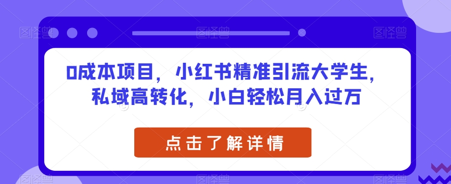 0成本项目，小红书精准引流大学生，私域高转化，小白轻松月入过万【揭秘】-火山资源库