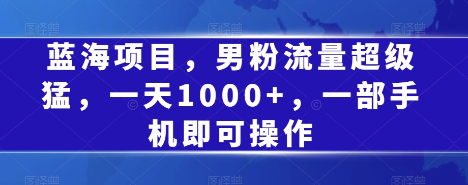 蓝海项目，男粉流量超级猛，一天1000+，一部手机即可操作【揭秘】-火山资源库