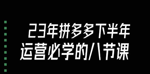 大牙·23年下半年拼多多运营必学的八节课（18节完整）-火山资源库