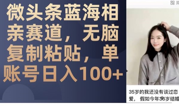 微头条蓝海相亲赛道，无脑复制粘贴，单账号日入100+-火山资源库