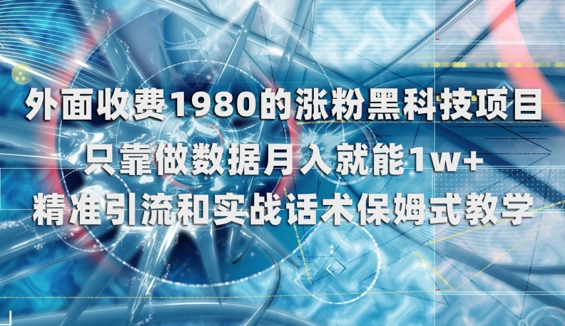 外面收费1980的涨粉黑科技项目，只靠做数据月入就能1w+【揭秘】-火山资源库