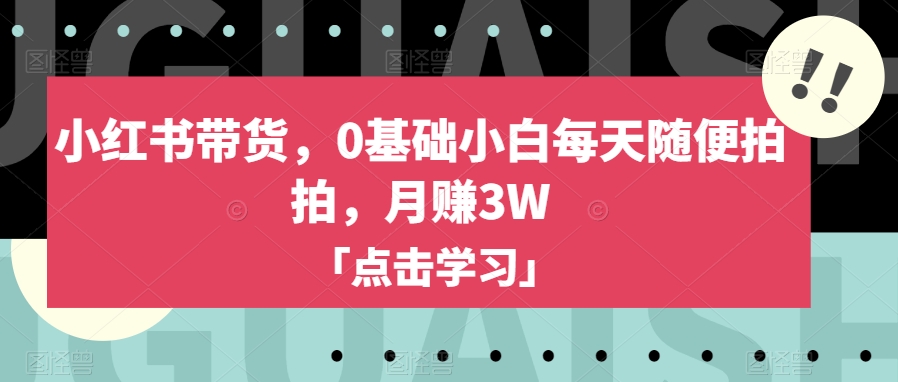 小红书带货，0基础小白每天随便拍拍，月赚3W【揭秘】-火山资源库