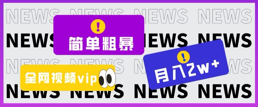 简单粗暴零成本，高回报，全网视频VIP掘金项目，月入2万＋【揭秘】-火山资源库