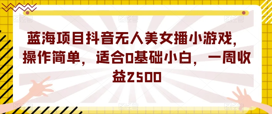 蓝海项目抖音无人美女播小游戏，操作简单，适合0基础小白，一周收益2500【揭秘】-火山资源库