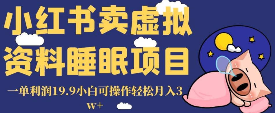 小红书卖虚拟资料睡眠项目，一单利润19.9小白可操作轻松月入3w+【揭秘】-火山资源库
