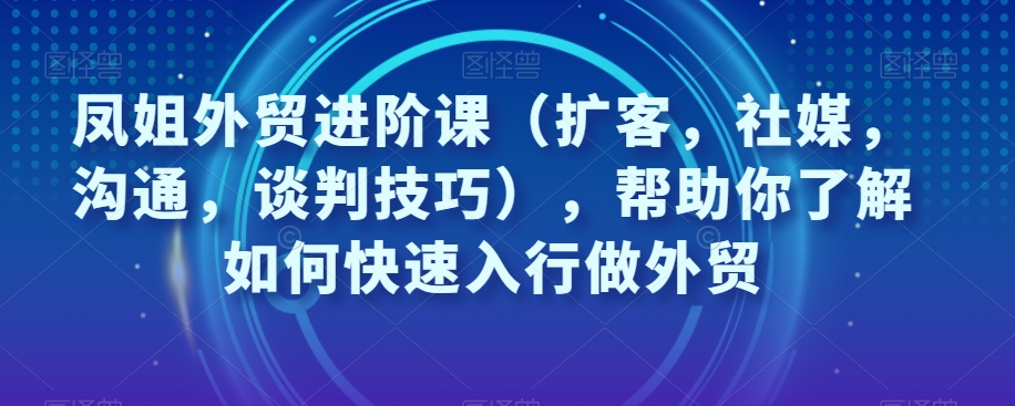 凤姐外贸进阶课（扩客，社媒，沟通，谈判技巧），帮助你了解如何快速入行做外贸-火山资源库